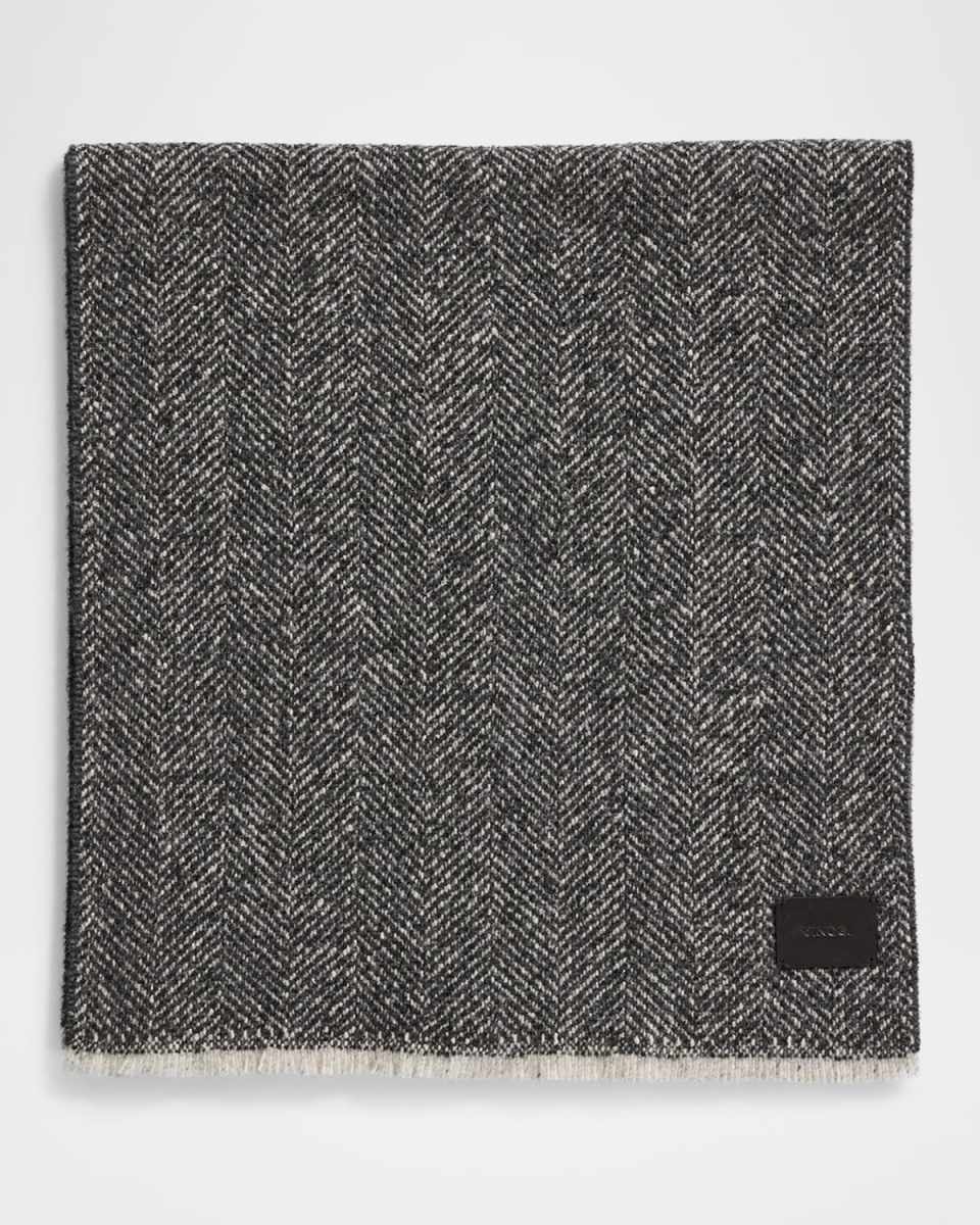 Herringbone Boucle Cashmere-Blend Scarf